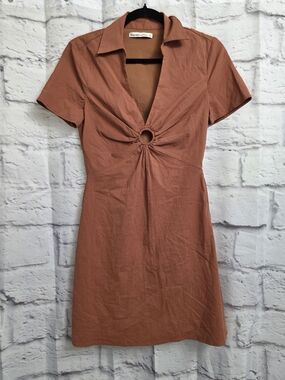 Abercrombie & Fitch Rust-Orange Collared Keyhole Mini Dress Size Small